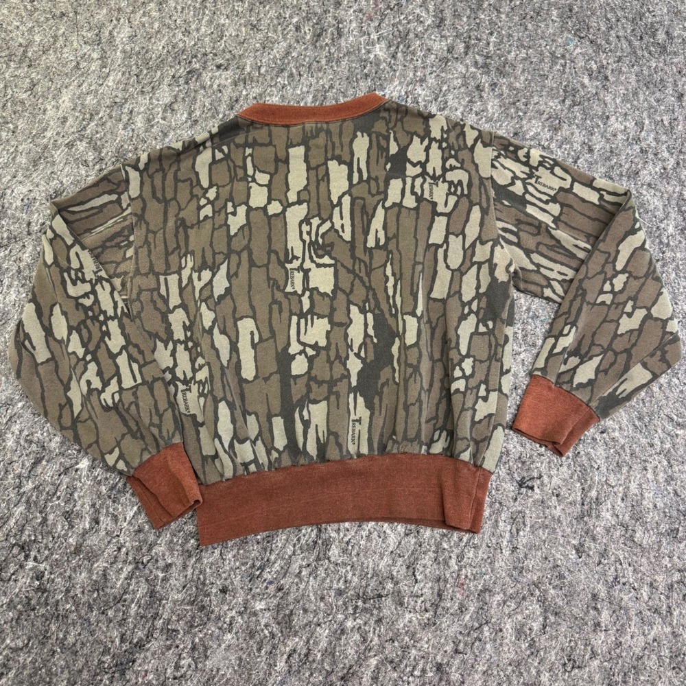 Vintage Ace Sportswear Trebark Camo Sweatshirt Mens Large Made in USA Brown Camo